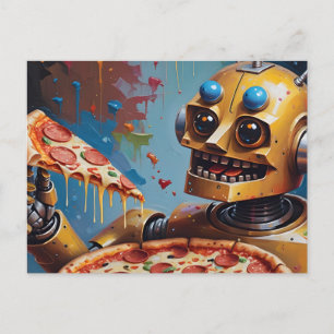 Cartão Postal pizza robô