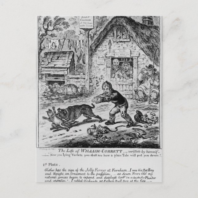 Cartão Postal Placa 1, de "A Vida de William Cobbett" (Frente)