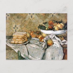 Cartão Postal Placa com frutas e dedos de esponja - Cézanne