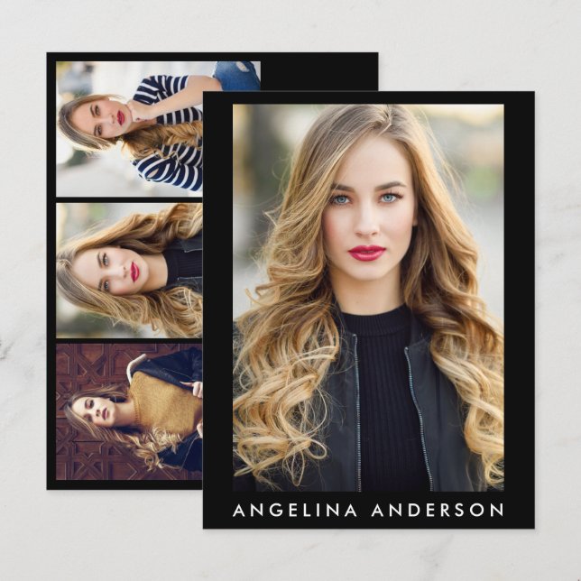 Cartão Postal Placa Comp de Foto do Modelo 4 do Ator - Preto Tam (Frente/Verso)