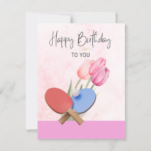 Cartão Postal Placa de Aniversário com Tênis de Mesa de pong de