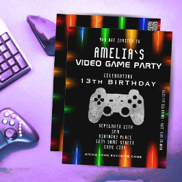 Cartão Postal Placa de aniversário de jogos Neon Controller
