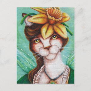 Cartão Postal Placa de arte para fadas de flores de Daffodil