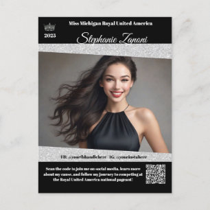 Cartão Postal Placa de Autografo Promo Pageant   Código QR