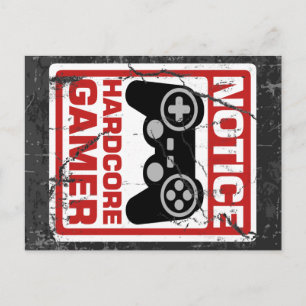 Cartão Postal Placa de Aviso para Jogador Hardcore