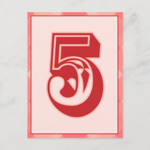 Cartão Postal Placa de banner de tipografia "5", número de Xadre