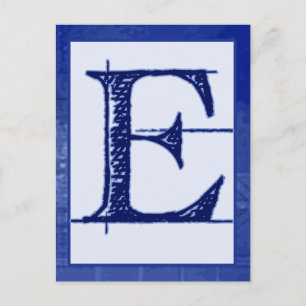 Cartão Postal Placa de banner de tipografia "E" com letra Bluepr
