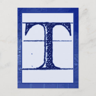Cartão Postal Placa de banner de tipografia "T" com letra Bluepr