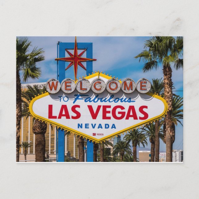 Cartão Postal Placa de Bem-vindo a Las Vegas, Las Vegas, Nevada (Frente)
