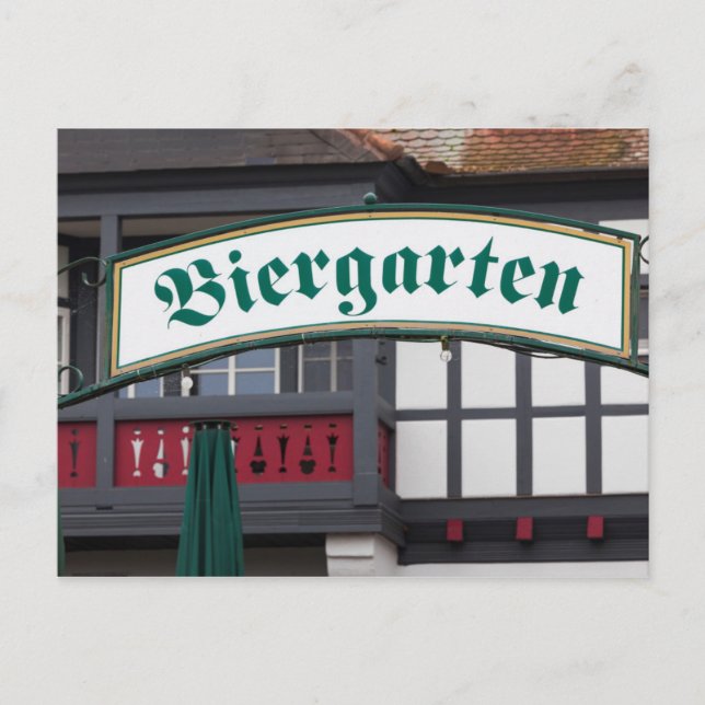 Cartão Postal Placa de Biergarten, Alemanha (Frente)