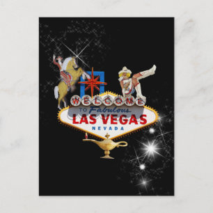 Cartão Postal Placa de Boas-Vindas de Las Vegas em Fundo Estrela