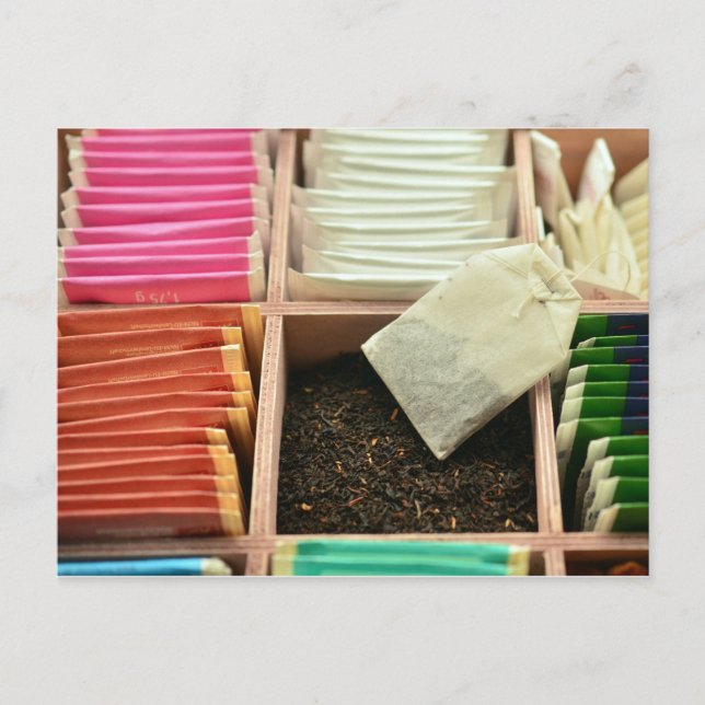Cartão Postal Placa de bolsas de chá (Frente)