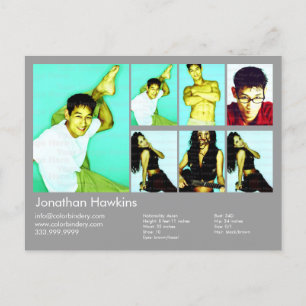 Cartão Postal Placa de Cabeça do Ator/Modelo da Cinza Luminosa