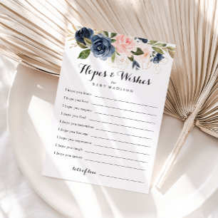 Cartão Postal Placa de desejo e desejo do Chá de fraldas floral