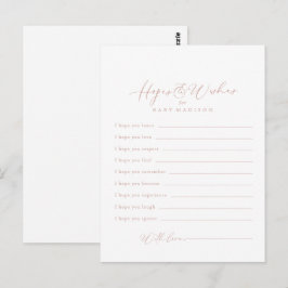 Cartão Postal Placa de desejos e desejos do Chá de fraldas Doura