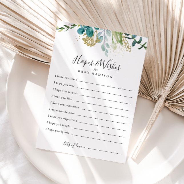 Cartão Postal Placa de desejos e desejos do Chá de fraldas Verde (Criador carregado)