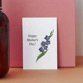 Cartão Postal Placa de dia de as mães floral de aquarela púrpura