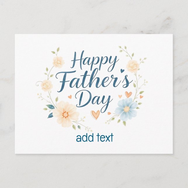 Cartão Postal Placa de Dia de os pais Feliz Elegante com Nome Pe (Frente)