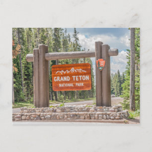Cartão Postal Placa de Entrada do Parque Nacional Grand Teton