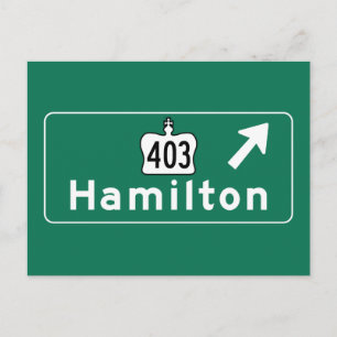Cartão Postal Placa de Estrada de Hamilton, Canadá