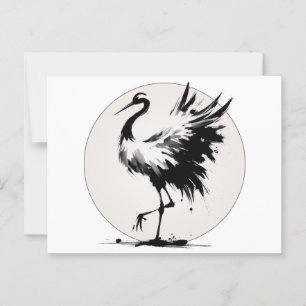 Cartão Postal Placa de grua Sumi-e