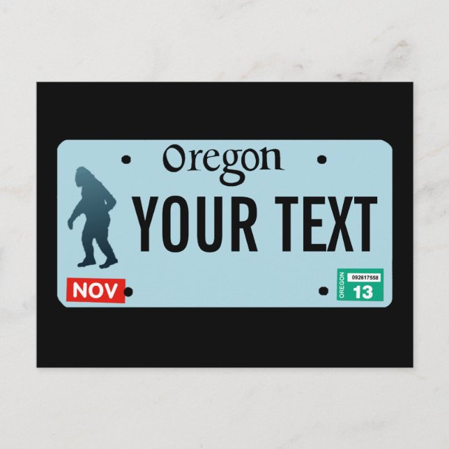 Cartão Postal Placa de Licença do Oregon Sasquatch (Frente)