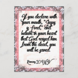 Cartão Postal Placa de memória versa da bíblia para romanos 10:9