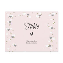 Placa de Mesa de Corações e Pontos Rosa