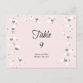Cartão Postal Placa de Mesa de Corações e Pontos Rosa