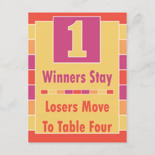 Cartão Postal Placa de Mesa nº 1 a 4 de stripes coloridas