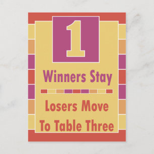 Cartão Postal Placa de Mesa nº 1 de Stripes Coloridas