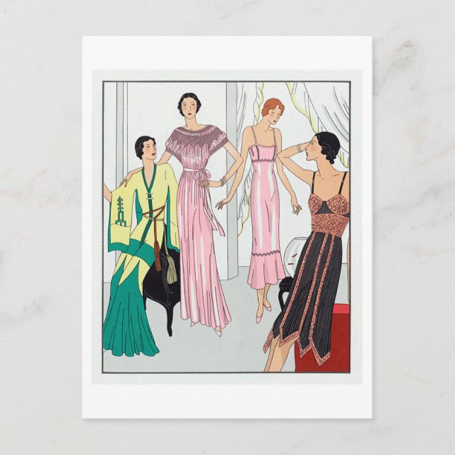 Cartão Postal Placa de Moda de 1920 para Slips e Robes (Frente)