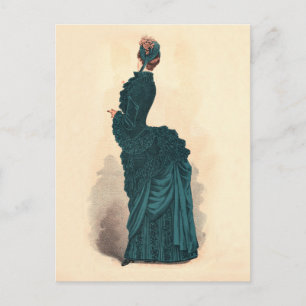 Cartão Postal Placa de Moda Vitoriana Antiga: Vestido com Arrast