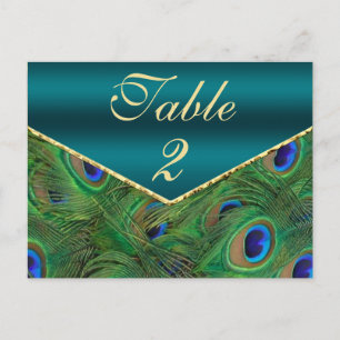 Cartão Postal Placa de Número da Tabela de Peacock Teal