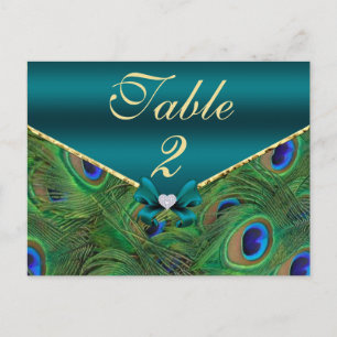 Cartão Postal Placa de Número da Tabela de Peacock Teal
