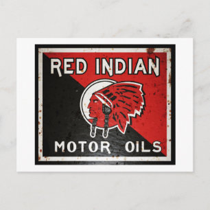 Cartão Postal Placa de óleo motor Red Indian enferrujada vers.