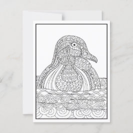 Cartão Postal Placa de Pato de Madeira Preta e Branca