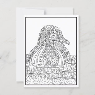 Cartão Postal Placa de Pato de Madeira Preta e Branca