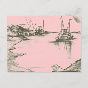 Cartão Postal Placa de Poster de porto seguro Peach