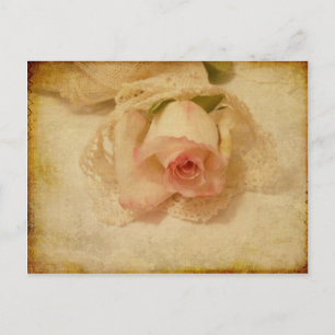 Cartão Postal Placa de posto com Rosa de Vintage