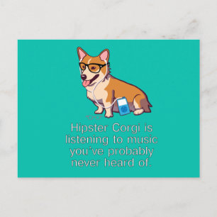 Cartão Postal Placa de Posto Corgi do hipster