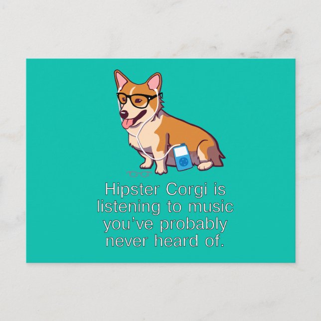 Cartão Postal Placa de Posto Corgi do hipster (Frente)