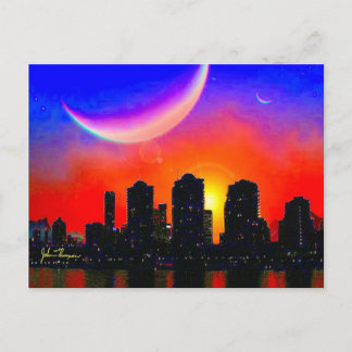 Cartão Postal Placa de Posto de cidade de alienígena