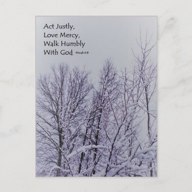 Cartão Postal Placa de Posto de Escrituras Micah 6:8 (Frente)