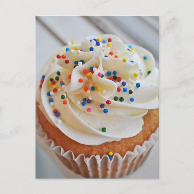 Cartão Postal Placa de Posto de fotografia do Cupcake Vanilla l (Frente)