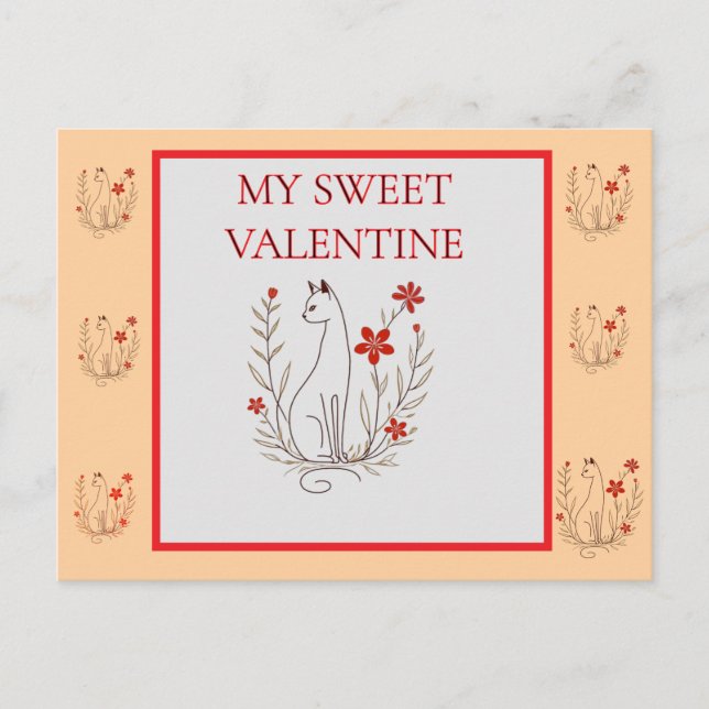 Cartão Postal Placa de Posto de Gato do namorados (Frente)