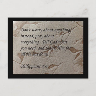Cartão Postal Placa de posto de script Phillipians 4:6