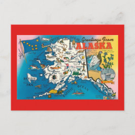 Cartão Postal Placa de Posto do Mapa do Estado do Alasca