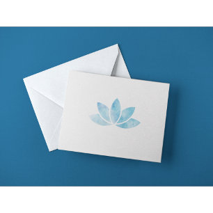Cartão Postal Placa de Posto Flor de Lotus com Aquarela Azul