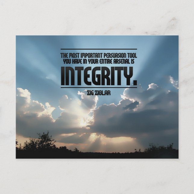 Cartão Postal Placa de Posto Inspiracional Integridade (Frente)